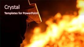  Presentation with firefight - Slide set enhanced with silhouette of a firefighter facing background and a wine colored foreground