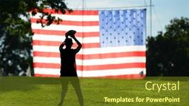  Presentation with united states flag - Amazing PPT layouts having silhouette-of-a-football-player backdrop and a tawny brown colored foreground