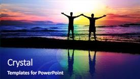  Presentation with beach rainbow - Presentation design with silhouette of a gay couple background and a navy blue colored foreground