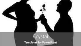  Presentation with pregnant - Audience pleasing slide set consisting of silhouette of a happy pregnant couple on a white background backdrop and a dark gray colored foreground