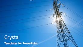  Presentation with high voltage - Presentation theme featuring silhouette-of-a-high-voltage background and a teal colored foreground