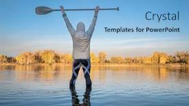  Presentation with fall lake - Beautiful PPT theme featuring silhouette-of-a-male-stand backdrop and a light blue colored foreground