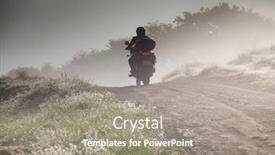  Presentation with motorbike - Amazing slides having silhouette of a man riding a motorbike on foggy road in early morning backdrop and a gray colored foreground