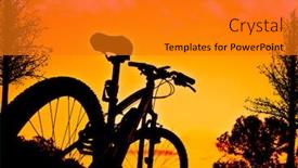  Presentation with mountain bike - Presentation theme enhanced with silhouette of a mountain bike in the countryside background and a gold colored foreground