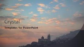  Presentation with church - Slide set with silhouette-of-a-mountainous-church background and a coral colored foreground