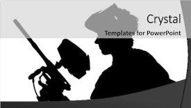  Presentation with monarch butterfly isolated on white - Beautiful slides featuring silhouette of a paintball shooter backdrop and a light gray colored foreground