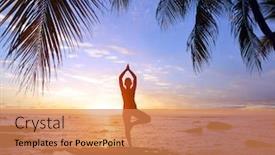  Presentation with healthy lifestyle - Colorful presentation theme enhanced with silhouette-of-a-woman-practicing backdrop and a coral colored foreground