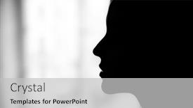  Presentation with sad woman silhouette - Cool new PPT theme with silhouette-of-a-woman-s backdrop and a light gray colored foreground