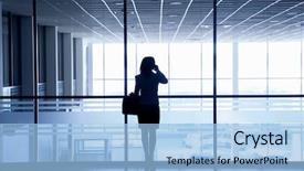  Presentation with alone - Cool new PPT theme with silhouette of a woman standing backdrop and a light blue colored foreground