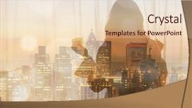  Presentation with sad woman silhouette - Colorful slides enhanced with silhouette of a woman standing backdrop and a lemonade colored foreground