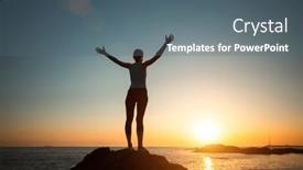  Presentation with sun - PPT theme featuring silhouette-of-a-yoga-woman background and a  colored foreground