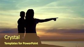  Presentation with mother child - Presentation theme enhanced with silhouette of a young mother background and a tawny brown colored foreground