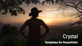 Presentation with sunset - Theme enhanced with silhouette of a young woman background and a black colored foreground