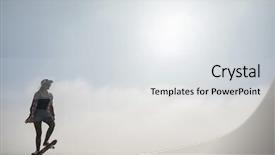  Presentation with sad woman silhouette - Beautiful slide deck featuring silhouette of a young woman standing with skateboard backdrop and a light gray colored foreground