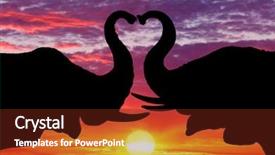  Presentation with african sunset - Slides enhanced with silhouette of african elephants background and a tawny brown colored foreground