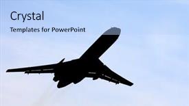  Presentation with aircraft - Slides featuring silhouette of aircraft under the blue sky background and a light blue colored foreground