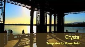  Presentation with ancient china - Colorful PPT theme enhanced with silhouette of an ancient building backdrop and a tawny brown colored foreground