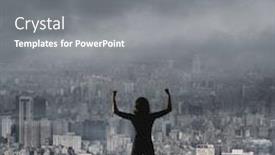  Presentation with city silhouette - Colorful theme enhanced with silhouette-of-asian-woman-under backdrop and a gray colored foreground