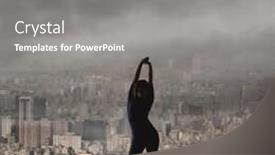  Presentation with city silhouette - Colorful PPT layouts enhanced with silhouette-of-asian-woman-under backdrop and a gray colored foreground