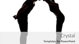  Presentation with couple kiss - Presentation theme with silhouette of asian young couple kiss full length portrait isolated on white background and a white colored foreground