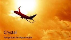  Presentation with airplane - Amazing slide deck having silhouette of big airplane backdrop and a gold colored foreground