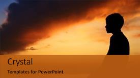  Presentation with youth - Presentation theme enhanced with silhouette of boy on sea background and a crimson colored foreground