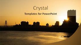  Presentation with taipei - Presentation theme featuring silhouette-of-buildings-with-river background and a blonde colored foreground