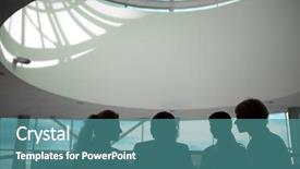  Presentation with business people silhouette - Presentation theme having silhouette of business people interacting background and a teal colored foreground