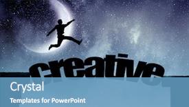  Presentation with moon - Colorful presentation theme enhanced with silhouette of businessman over moon backdrop and a teal colored foreground