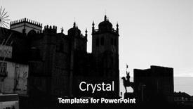  Presentation with old photographs black and white - PPT theme having silhouette-of-cathedral-se background and a black colored foreground