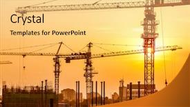  Presentation with crane - Slides consisting of silhouette of construction site background and a blonde colored foreground