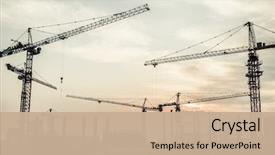  Presentation with industrial engineering silhouette construction - Slides featuring silhouette of construction site background and a coral colored foreground