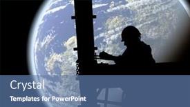  Presentation with construction - Colorful PPT theme enhanced with silhouette-of-construction-worker-over backdrop and a ocean colored foreground