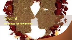  Presentation with heart flowers - Audience pleasing PPT theme consisting of silhouette of couple made out of dry flowers in shape of heart backdrop and a tawny brown colored foreground