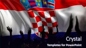  Presentation with soccer fans - PPT theme with silhouette of croatia supporter fans background and a wine colored foreground