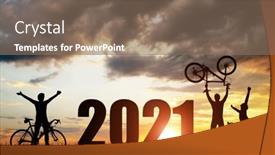  Presentation with bicycles - Amazing theme having silhouette-of-cyclists-with-bicycles backdrop and a violet colored foreground