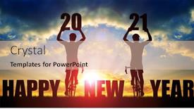  Presentation with chinese new year 2021 - PPT theme enhanced with silhouette-of-cyclists-with-bicycles background and a lemonade colored foreground