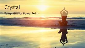  Presentation with yoga - Theme featuring silhouette of female practicing morning background and a blonde colored foreground