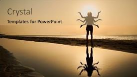  Presentation with sunset beach - Theme with silhouette-of-figure-with-six background and a coral colored foreground