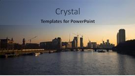 Presentation with westminster - Beautiful PPT theme featuring silhouette of financial buildings in the sunset from the westminster bridge london uk backdrop and a seafoam green colored foreground