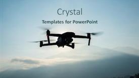  Presentation with drone - Cool new slide set with silhouette of flying drone in the outdoor backdrop and a light blue colored foreground