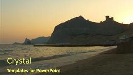  Presentation with rock - Presentation design enhanced with golden knight - silhouette of fortress on rock background and a tawny brown colored foreground