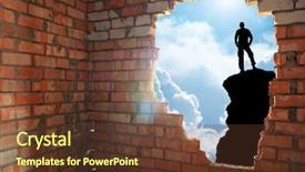  Presentation with release - Colorful presentation theme enhanced with silhouette of free man release backdrop and a tawny brown colored foreground