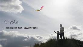  Presentation with kite - Amazing presentation theme having silhouette-of-girl-and-father backdrop and a light gray colored foreground