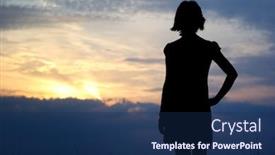 Presentation with girl design - Colorful slide deck enhanced with silhouette of girl element of design backdrop and a navy blue colored foreground