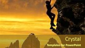  Presentation with rock climbing - PPT layouts with silhouette of girls climbing on the rock in the background tre cime di lavaredo background and a tawny brown colored foreground