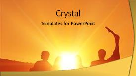  Presentation with shining - Cool new PPT theme with silhouette of graduate against sun backdrop and a gold colored foreground