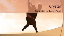  Presentation with pine trees sun shining through - Presentation design featuring silhouette of graduate against sun background and a coral colored foreground