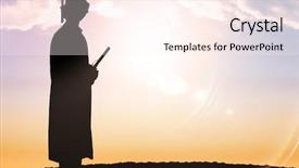  Presentation with shining - PPT layouts enhanced with silhouette of graduate against sun background and a cream colored foreground