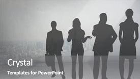  Presentation with group - Colorful presentation theme enhanced with silhouette of group of people backdrop and a  colored foreground